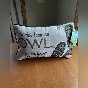 NWT Owl Lumbar Accent Pillow by Advice From Nature USA